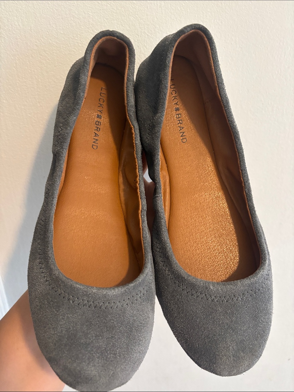 Lucky Brand Charcoal Suede Ballet Flats